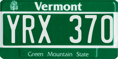 VT license plate YRX370