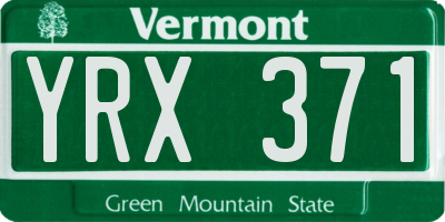 VT license plate YRX371
