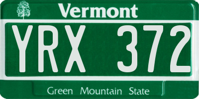 VT license plate YRX372