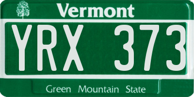 VT license plate YRX373