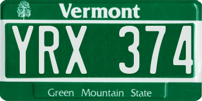 VT license plate YRX374
