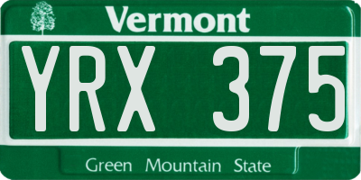VT license plate YRX375