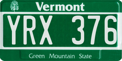 VT license plate YRX376
