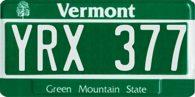 VT license plate YRX377