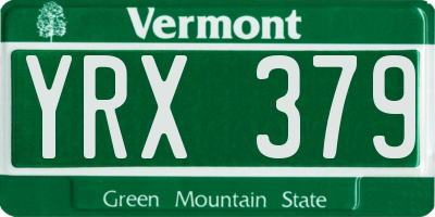 VT license plate YRX379