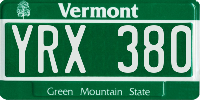 VT license plate YRX380