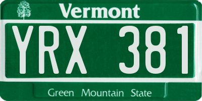 VT license plate YRX381