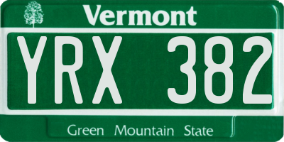 VT license plate YRX382