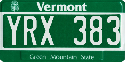 VT license plate YRX383