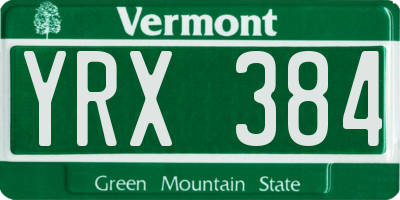 VT license plate YRX384
