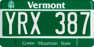 VT license plate YRX387