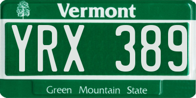 VT license plate YRX389