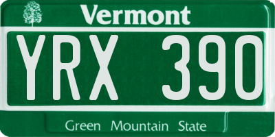 VT license plate YRX390