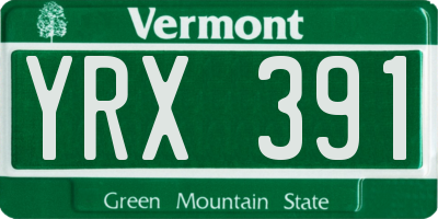VT license plate YRX391