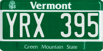 VT license plate YRX395