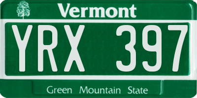 VT license plate YRX397