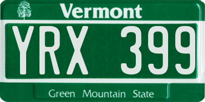 VT license plate YRX399