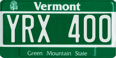 VT license plate YRX400