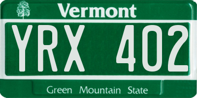 VT license plate YRX402