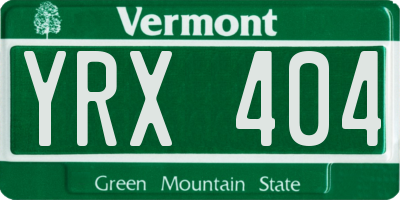 VT license plate YRX404