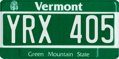 VT license plate YRX405