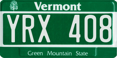 VT license plate YRX408