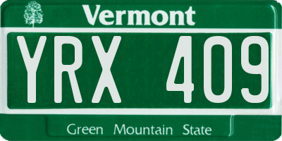 VT license plate YRX409