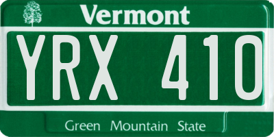 VT license plate YRX410