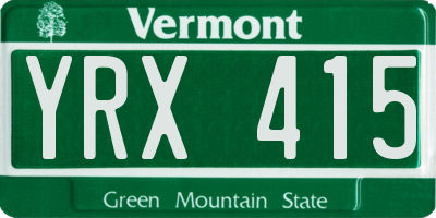VT license plate YRX415