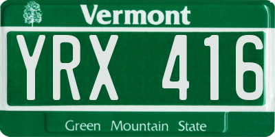 VT license plate YRX416