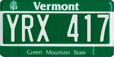 VT license plate YRX417