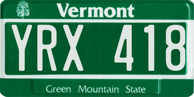 VT license plate YRX418