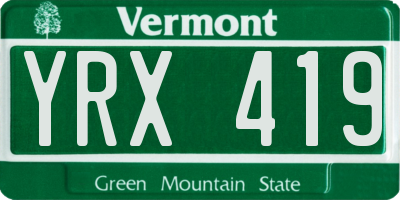 VT license plate YRX419