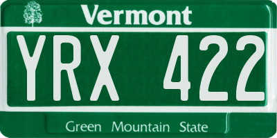 VT license plate YRX422