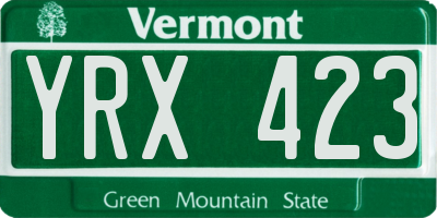 VT license plate YRX423