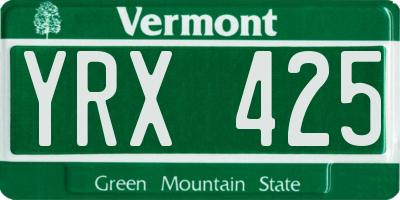 VT license plate YRX425