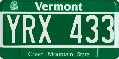 VT license plate YRX433