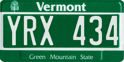VT license plate YRX434