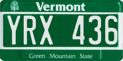 VT license plate YRX436