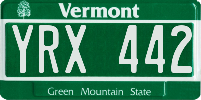 VT license plate YRX442