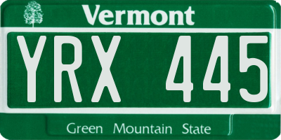 VT license plate YRX445