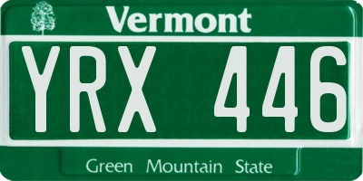 VT license plate YRX446