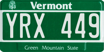 VT license plate YRX449