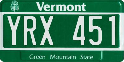 VT license plate YRX451