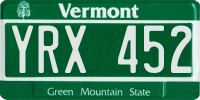 VT license plate YRX452