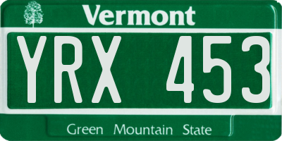 VT license plate YRX453