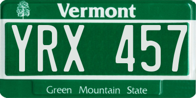 VT license plate YRX457