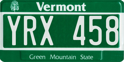 VT license plate YRX458