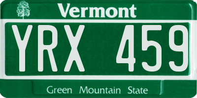 VT license plate YRX459
