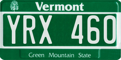 VT license plate YRX460